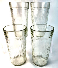 Kerr 6” Tumblers Drinking Glasses Set of 4 Summer Frost Ice Texture 16oz. Vtg.