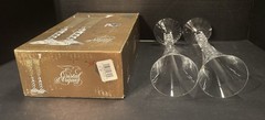 Cristal D’Arques France Crystal Millenium Champagne Flutes Year 2000 w/2 Napkins