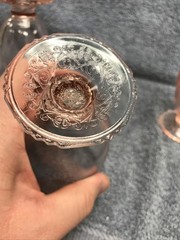 3 Pink Hazel Atlas 4.75 Inch Footed Tumblers Florentine Pattern Depression Glass