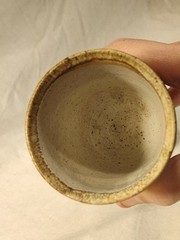 Studio Art Pottery Chalice Goblet Beige Tall 8.5″
