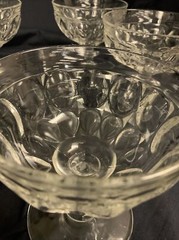 4 Vintage Pilgrim Jeanette Clear Glass Thumbprint Sherbet or Champagne