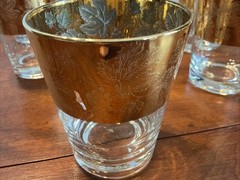 8 Vtg CULVER? 4.5” 24k Gold Trim Glasses Etched Grape Vines