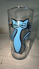4 Vintage LIBBEY PRECIDIO 8oz Juice Glasses Cat Antics MCM Mid-Modern Decor NEW