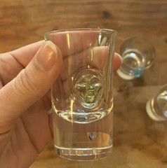 Set of 6 SALVIATI Crystal Vodka Shot Glasses with Colorful Faces ~ Unique!