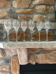 Mikasa Flame D’amore Crystal Water Wine Goblets Glasses 9″ Set of 6