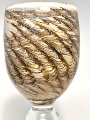 DOUG SWEET 1979 ART GLASS Set Of 4 HAND BLOWN Wine Glasses Pulled Feather SIGNED