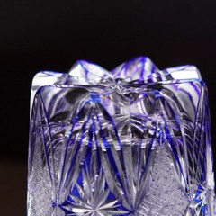 Japanese Style Hand Cut Crystal Glass Whiskey Glass with Gift Box 8oz Amber Blue