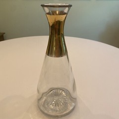 Clear And Gold Band MCM Vintage 1960s Decanter Carafe