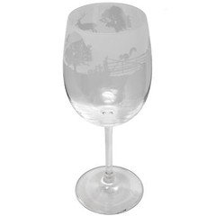 Wine Glass Decorated Woodland Sandblast Animal Stemmed Drinking Gift Boxed Animo