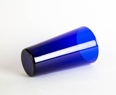 Vintage Pier 1 Cobalt Blue Flat Tumbler Glasses Set of 8 Glass Drinkware