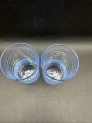 Vintage Libbey Glasses Tumblers 6” Periwinkle Blue Striped 2 pc 12 oz