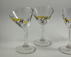Vtg MCM Gay Fad Tipsy Martini Glasses Qty 4 1950s