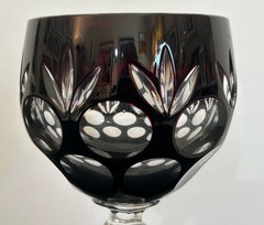 Smoke or Black 7.75” Cut-to-Clear Crystal Goblet