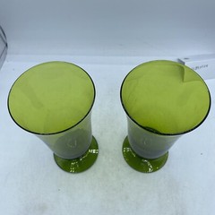 Vintage Green Pressed Glasses Pedestal Parfait Dishes Sundae Glassware Malt 2