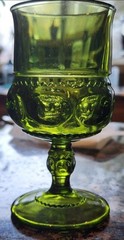 Set of 8 Water/Juice Glasses Color Crown Green Thumbprint