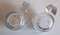2 Glass & Metal Latte Mugs Villeroy & Boch New Wave Caffe Pattern 6″