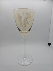 Royal Gallery Amber Crystal Wine Glass 9″ Etched Grapevine RGA4 – Elegant…