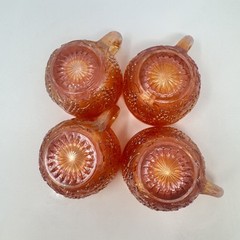 Vintage Indiana Glass Harvest Grape Marigold Carnival Punch Cups Set of 4 Amber