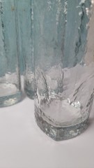 Set of 2 Vintage Libbey Crisa Clear Dimpled Pinched Grip Glass Tumblers 18oz