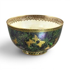 Nouveau Daisy Makeig-Jones Wedgwood Fairyland Lustre green butterfly bowl c.1920