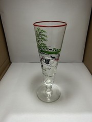 Libbey Currier & Ives Pilsner Clear Red Trim Farm Scene 1800’s 8 1/2″ T Set 9