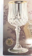 Cristal D’Arques Longchamp Gold Rim 4 x 5.75 oz Wine Glasses MADE IN FRANCE~NEW
