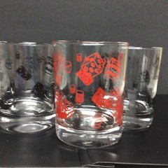 3 Poker Vintage Hazel Atlas Whiskey Glasses. ’60s. Mid-Century, 4.25 Inches