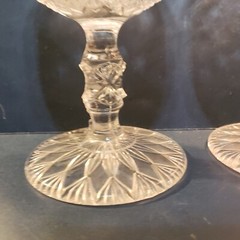 EAPG King, Sons & Co. No. 25 FINE CUT & BLOCK Clear 6” H Goblet c 1886 Set Of 2