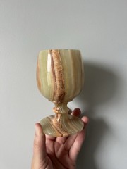 Single Vintage Marbled Green and Brown Onyx Goblet