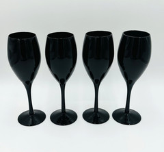 Vintage Set Of 4 Mikasa Crystal Black Elegance Amethyst Wine Glasses 9″