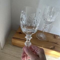 Set 2 Miller Rogaska Country Garden Water Goblets Cut Glass Crystal Clear 8 3/4”