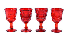VTG Fostoria ARGUS Ruby Red Set of 4 Small Wine Goblets Glasses 1964-1982 4 7/8”