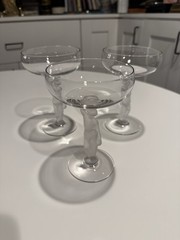 Crystal Frosted Nude Male Bacchus Champagne Glass Figural Stemware Set of 3