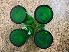 Set of 4 Vintage Anchor Hocking Green Drinking Glasses White Grapes Gold Leaves