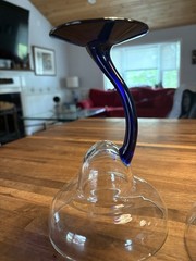 Colbolt Blue Libby BRAVURA Margarita Glasses Curved Stem 7.25″ Set Of 2