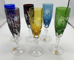 Nachtmann Traube Cut to Clear 8 1/2″ Champagne Flute Set of 6 Original Stickers