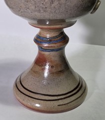Vintage Signed Studio Art Pottery Wine Goblet Monogram Chop Mark Floral