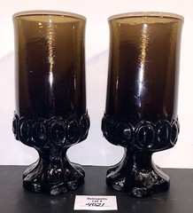 2 Tiffin Franciscan Madeira Brown Glass Goblets Vintage 1970’s