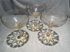 RARE SET OF 3 HEISEY OLD DOMINION SAHARA YELLOW CHAMPAGNE TALL SHERBET GLASSES