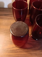 Vtg-12 Anchor Hocking Ruby Red Footed Juice Glasses 4.5″ Tall 2.75″ Wide MCM