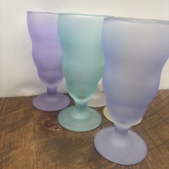 (6) Libbey Watusi Soda Fountain Glasses Mix Set Satin 7”X 3”