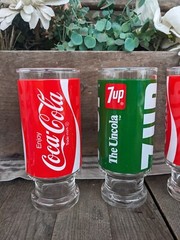 Vintage 1970s Anchor Hocking Coca-Cola/Pepsi/7 Up 15oz Drinking Glasses (7)