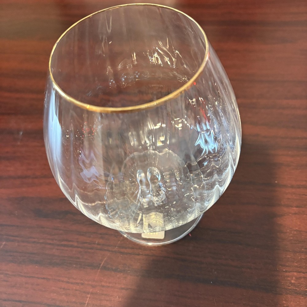 Vintage Mikasa Lyric T7002 Brandy Snifter Glass Gold Rim Clear Austria Barware