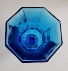 Independence Glass Octagonal Cobalt Blue Water Goblet 5.75″ Tall 8oz