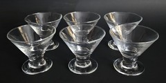 Vintage Clear Glass Stem Base Martini Cordial Glasses Or Dessert Cups Set Of (6)