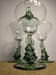 Cristal D’Arques Siesta Margarita Glasses Set 4 Cactus Stem Vintage Barware