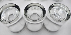 Vtg 8 Continental Tiffinware Glass Tumblers 11 Oz Empire Platinum Bands In Box