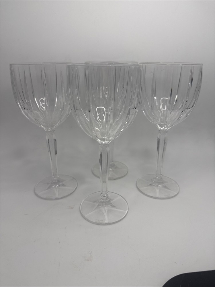 Lot Of 4 Marquis Waterford Wine Glasses Goblets Crystal Brookside? Clear Tall 8