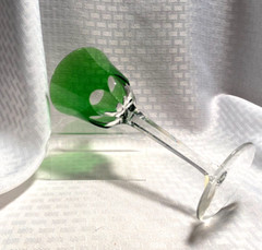 AJKA/DESIGN GUILD WINE W/TAG EMERALD GREEN CUT TO CLEAR CRYSTAL HUNGARY BOHEMIAN