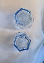 2 Libbey Chivalry Blue Juice Glasses Set Rock Textured Paneled Facet Pair 4 Inch